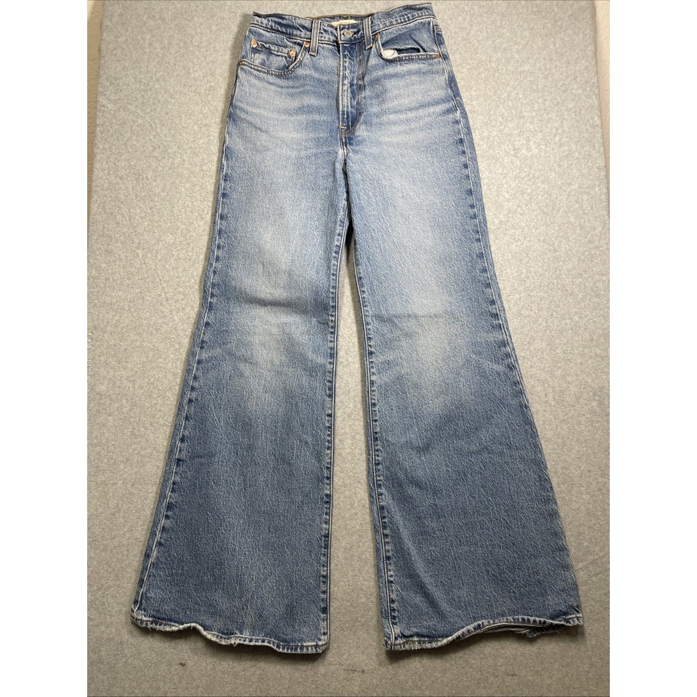 Levi's Ribcage Bell Jeans Women's 27 32 High Rise Flare Wide Leg Blue A7503-0020